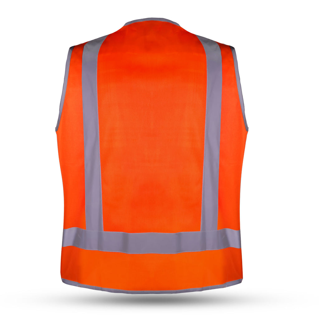 High-Visibility Safety Vest — Fluoro Orange with Reflective Tape