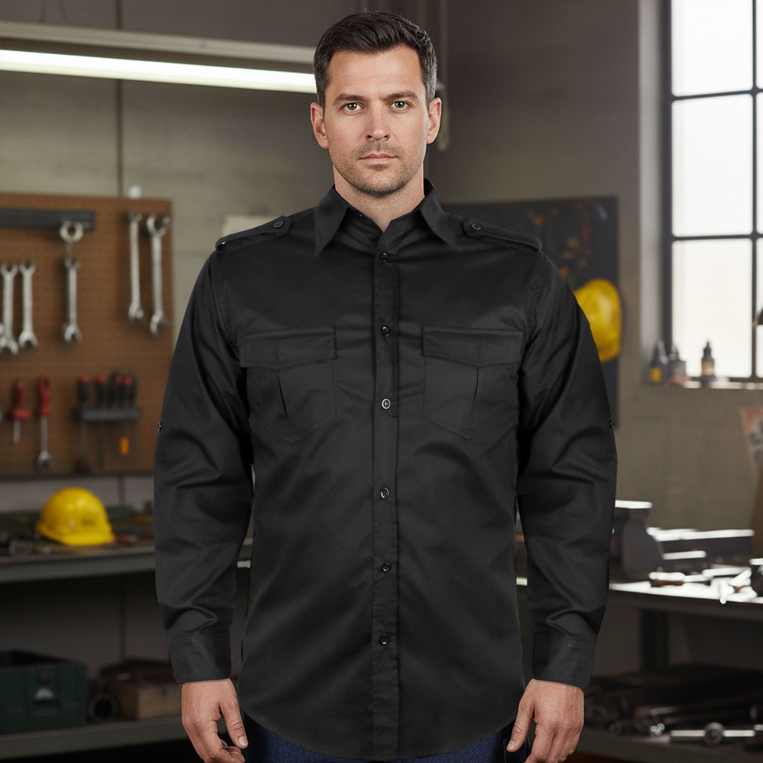 Men’s Tactical Work Shirt — Long Sleeve (Black)