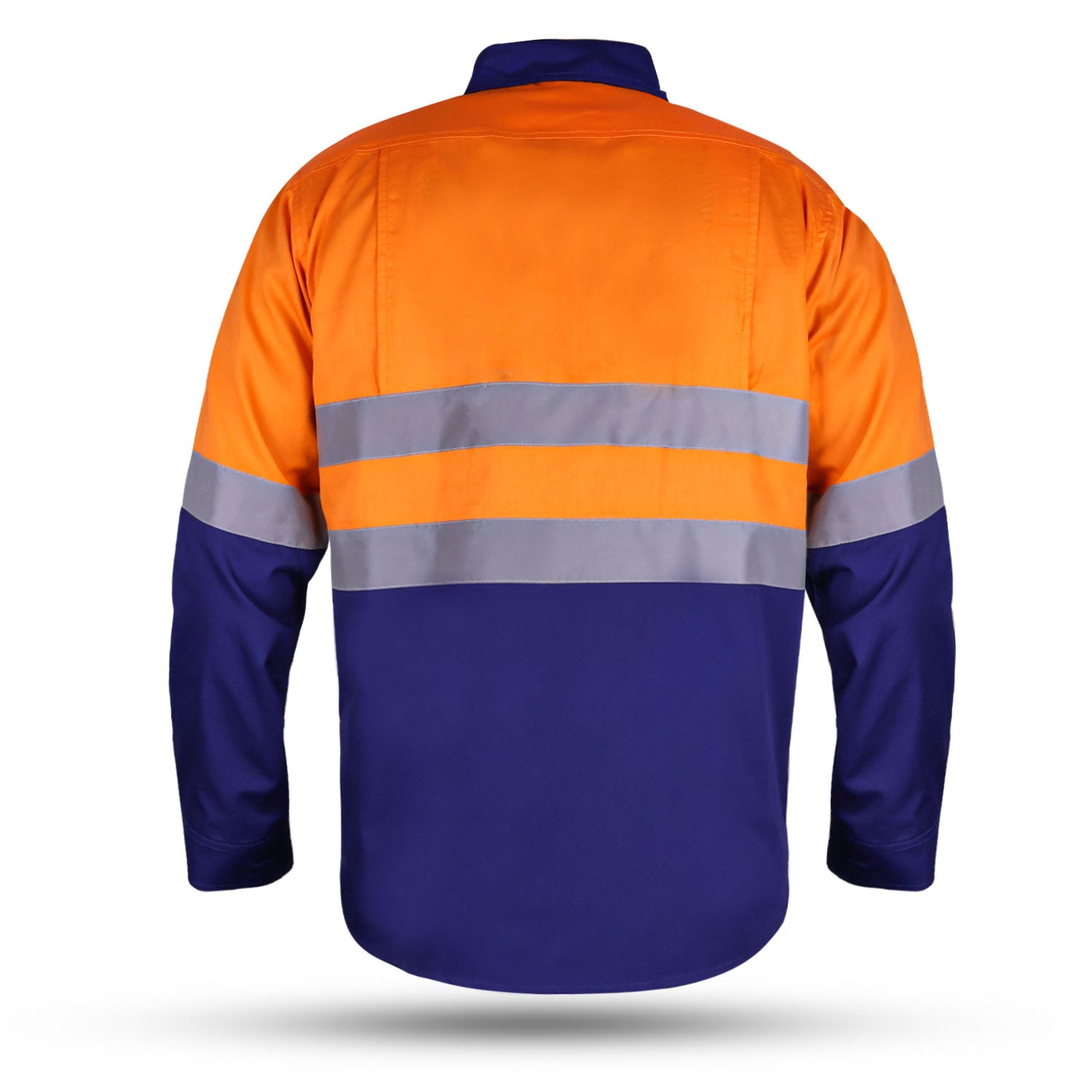 Hi-Vis Two-Tone Work Shirt — Orange/Navy with Reflective Tape (Long Sleeve)