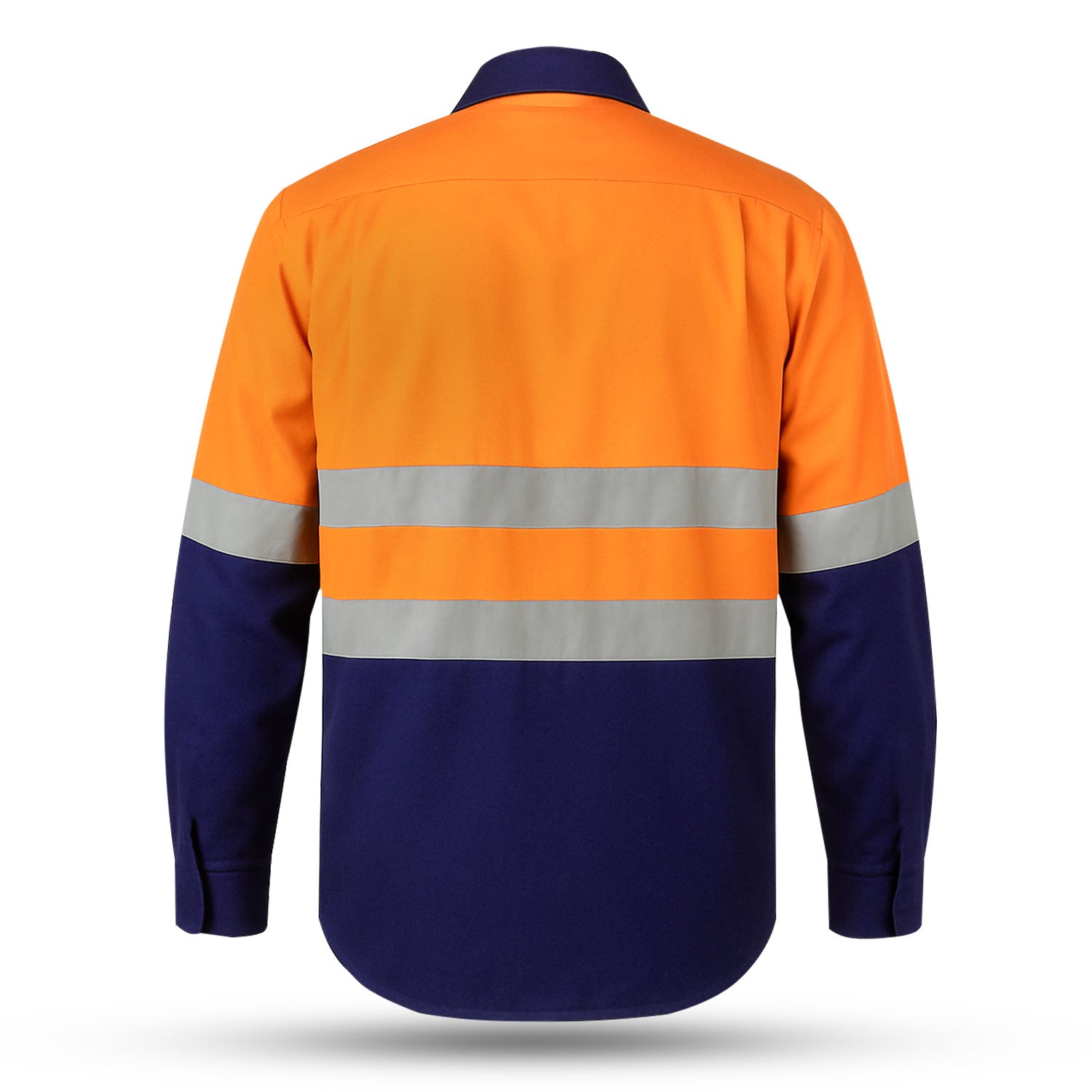 Hi-Vis Two-Tone Work Shirt — Orange/Navy with Reflective Tape (Long Sleeve)