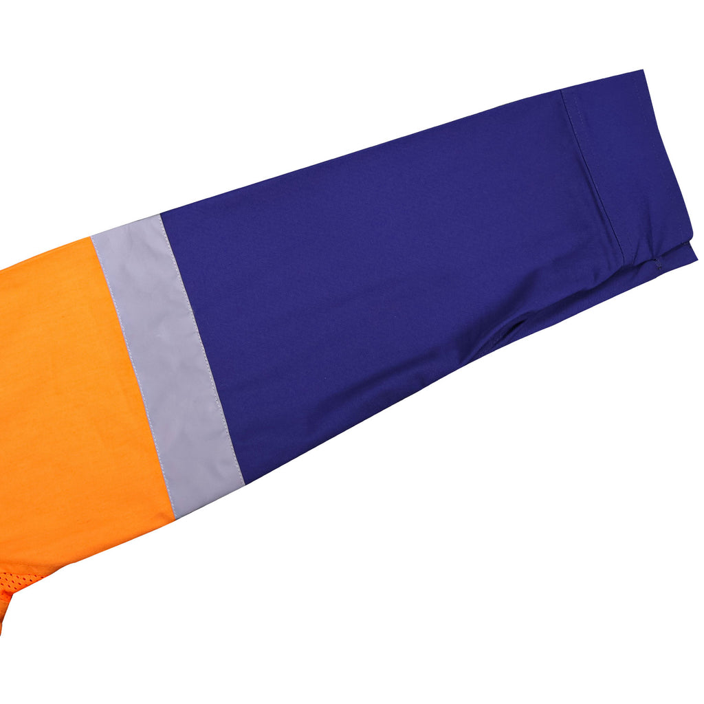 Hi-Vis Two-Tone Work Shirt — Orange/Navy with Reflective Tape (Long Sleeve)